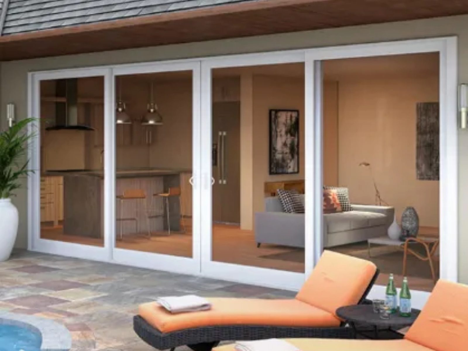 Large impact-rated sliding glass doors opening to a Fort Myers patio